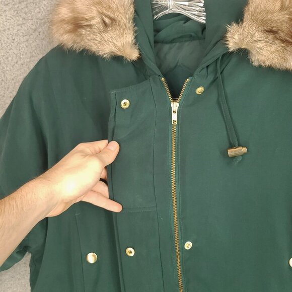 Boundary Waters Jacket Womens Small Green Down Faux Fur Parka Hooded Full Zip - Picture 2 of 14